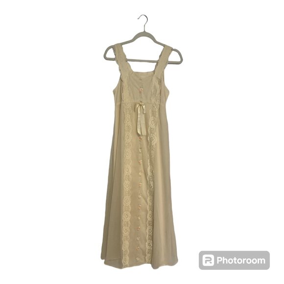 Vintage 1950s Shadowline Pale Yellow/Cream Long Gown Lingerie & Robe Size Small - Picture 2 of 12